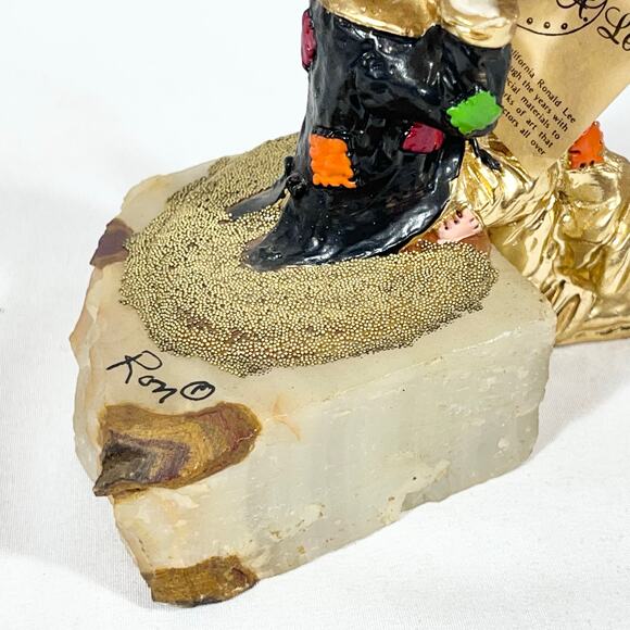 Ron Lee Hobo Clown with Umbrella Figurine Gold Onyx Hand Painted Signed 1987 - Picture 14 of 16